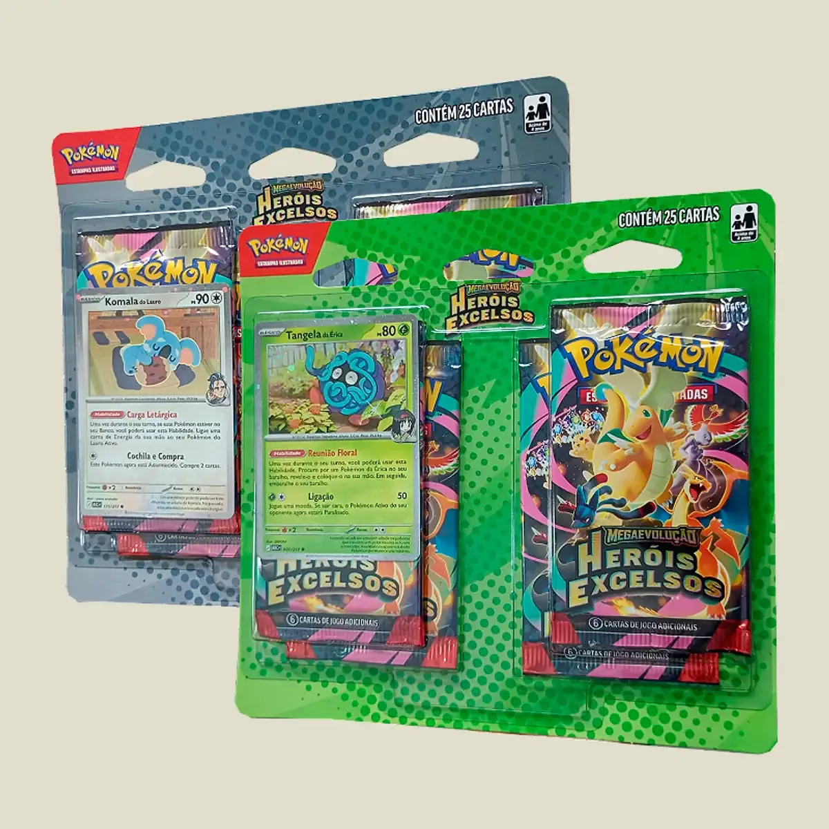 4 pacotes de booster de Pokémon Estampas Ilustradas; 1 carta holográfica promocional especial;