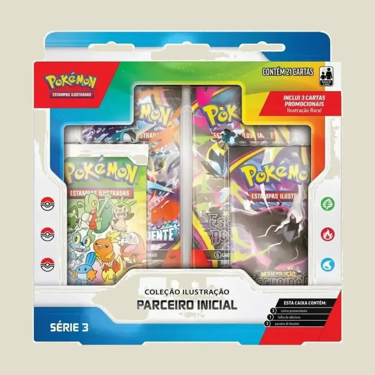 1 booster pack de Pokémon TCG contendo 3 de 9 promo cards